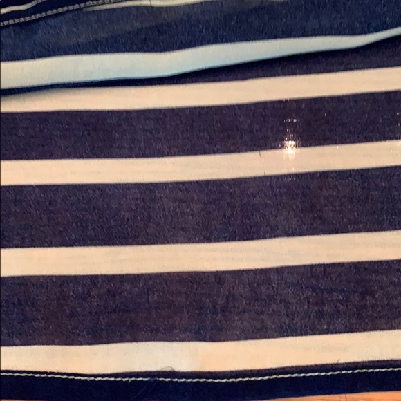 Forever 21 Semi Sheer Blouse Size L Navy & Yellow - Picture 11 of 12